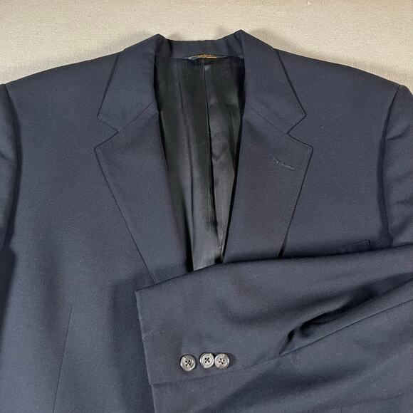 Brooks Brothers Mens Blazer 46R Worsted Wool Black USA Two Button - Picture 1 of 10